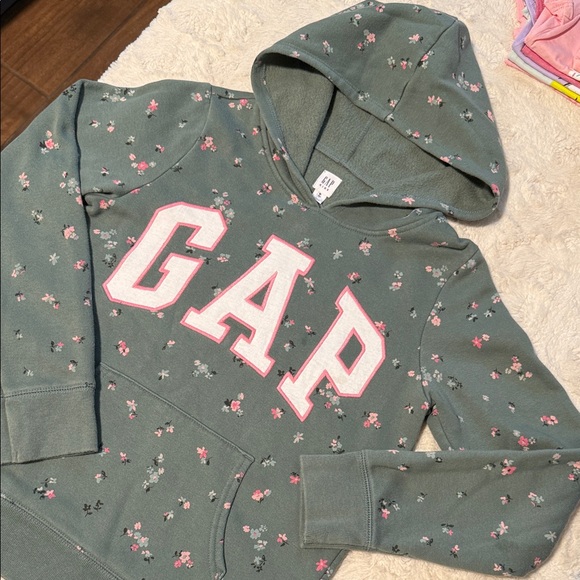 GAP Sage Floral Hoodie with Pink Accents - Picture 3 of 4